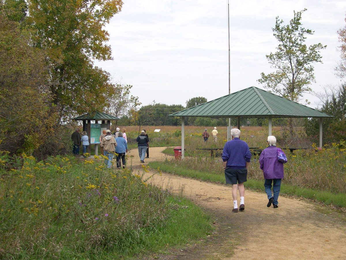 Birch Coulee Battlefield-people beginning trail
