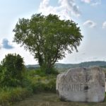 Kasota Prairie printed on large boulder