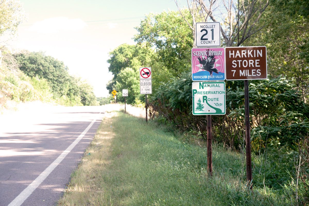 Harkin Store-scenic byway road sign