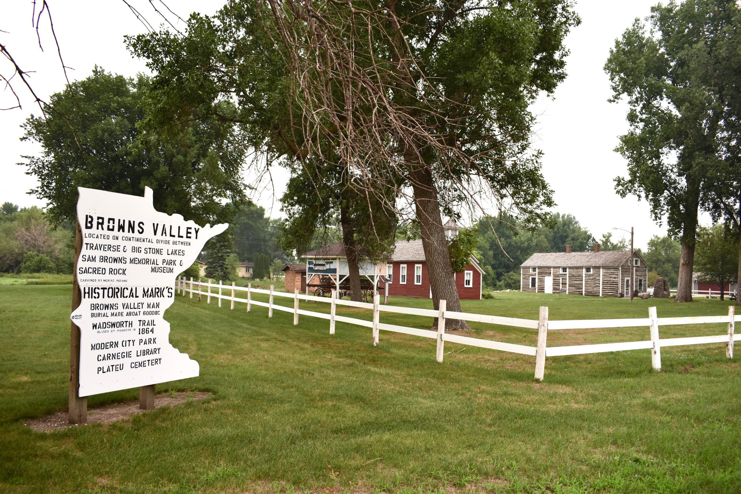 Browns valley sign in foreground. Samuel Brown Memorial Park in background.
