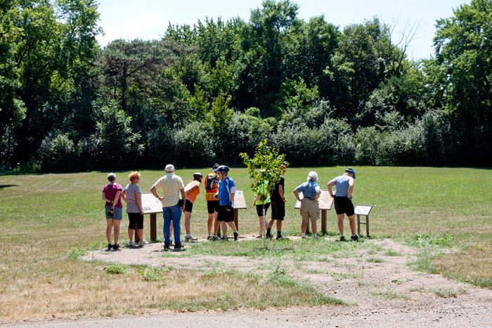 Camp Release-people reading panels