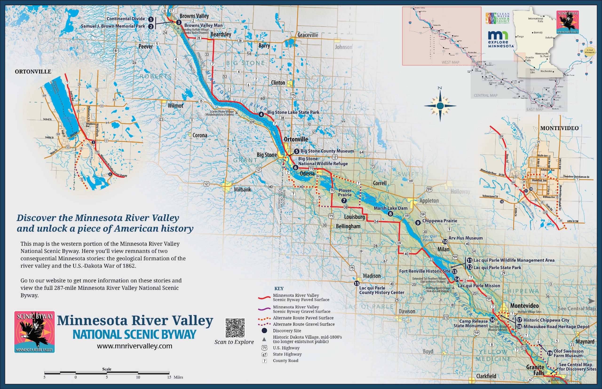 Map of the west end of the byway